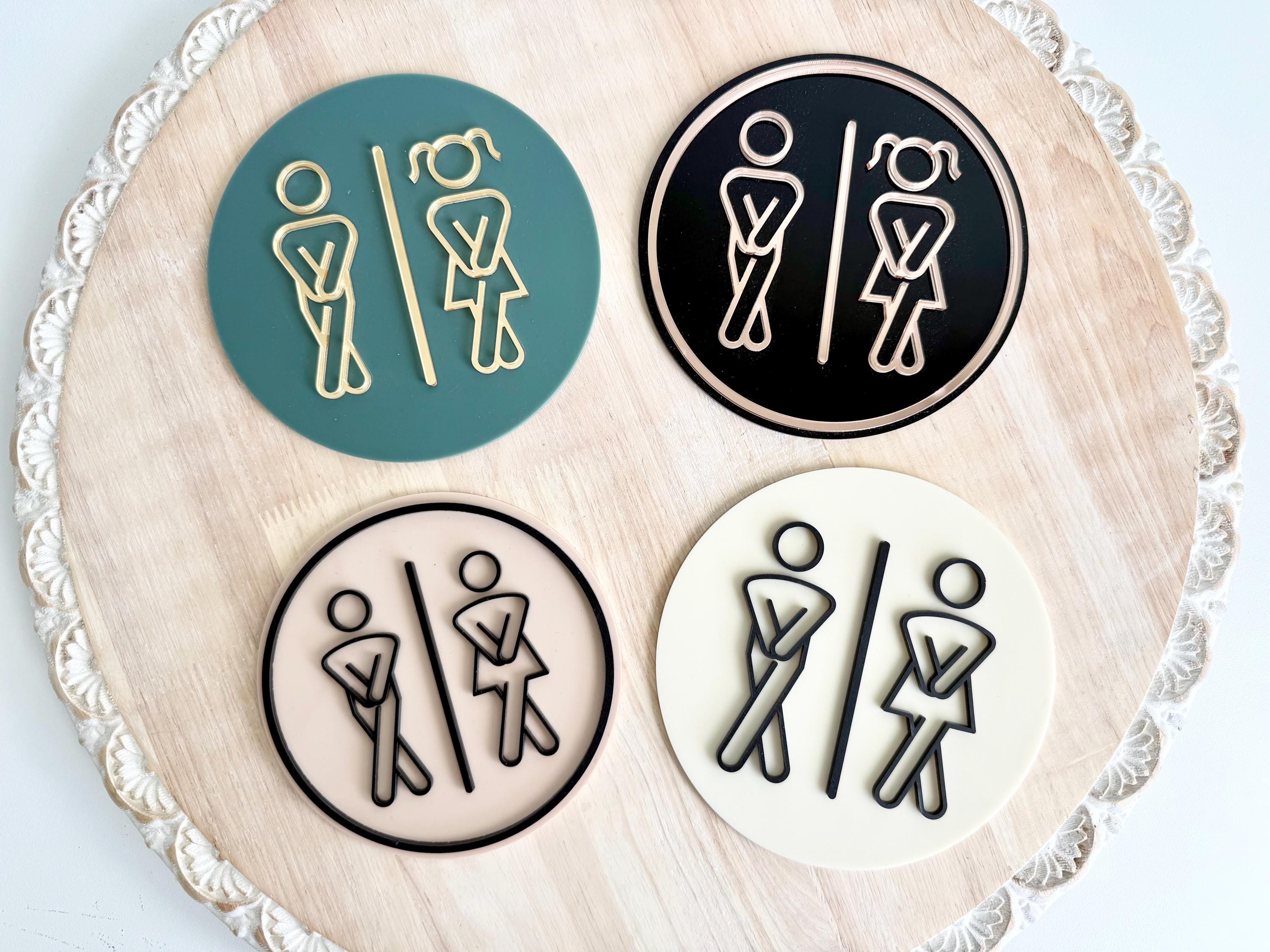 3D Acrylic Round Restroom Sign: Custom Bathroom Decor