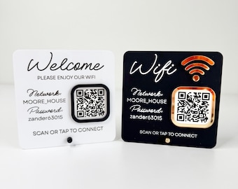 Custom Acrylic WiFi Sign with QR Code & NFC Tap