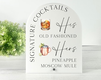 His and Hers Drinks Signature Cocktail Sign | Signature Drink Sign | Wedding Drink Sign | Wedding Bar Menu | Bar Sign |