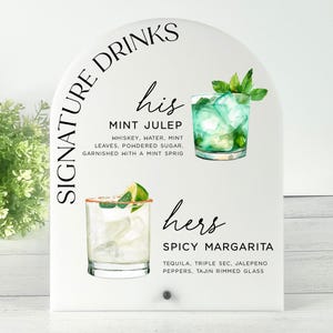 Acrylic Wedding Drink Menu Sign