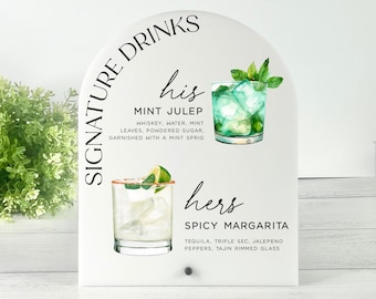 Acrylic Wedding Drink Menu Sign - His and Hers Signature Drinks Sign