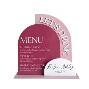 Custom Drink Menu Sign for Showers, Weddings and More
