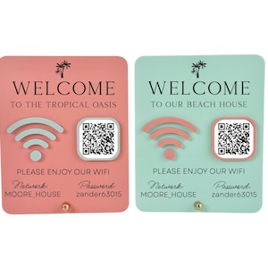 Beach House WiFi Sign: Acrylic QR Code, Customizable Airbnb Decor