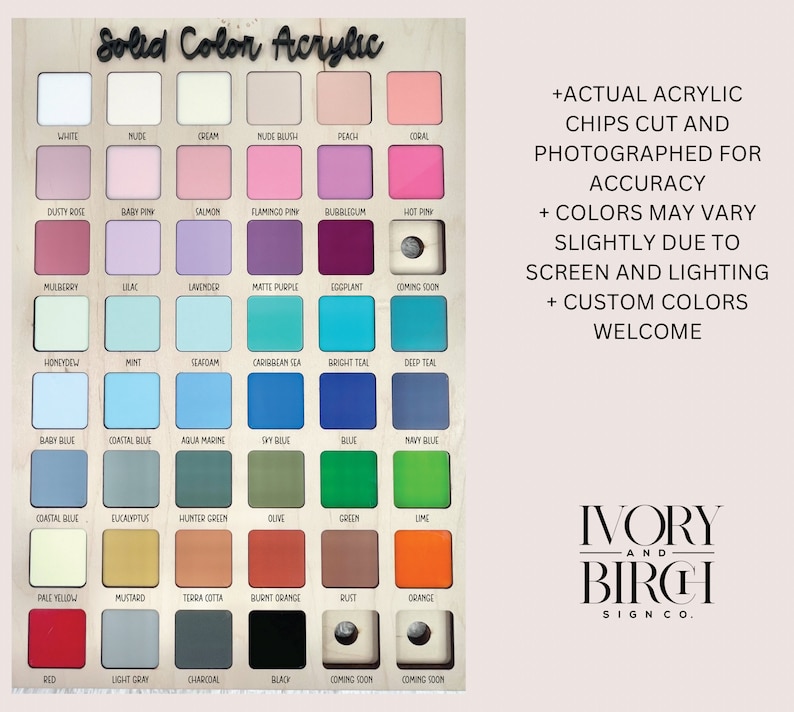 acrylic color options