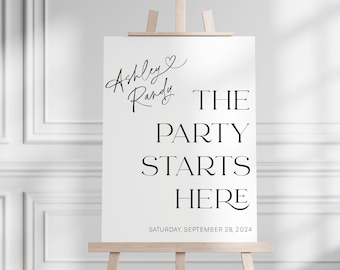 Reception Sign - The party starts here wedding sign, Acrylic Wedding Sign, Wedding Reception Sign, Reception Decor