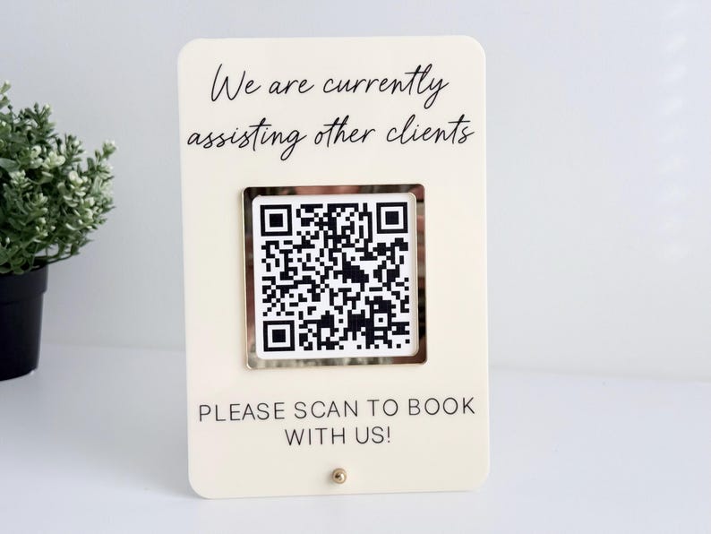 Reception Scanable Collateral Qr Code QR Code Booking Sign | Acrylic Salon Desk Sign | Scan to Book Sign ...