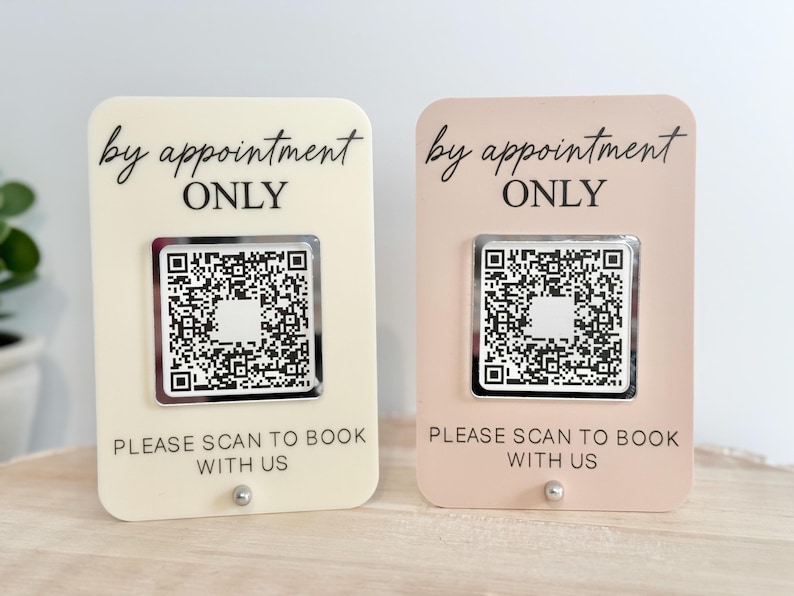by appointment only mini acrylic QR sign