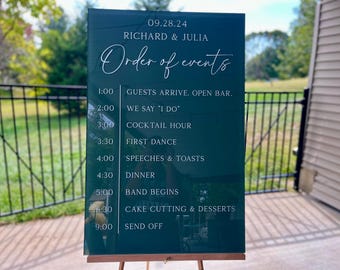 Wedding Itinerary Sign, Acrylic Wedding Timeline Sign