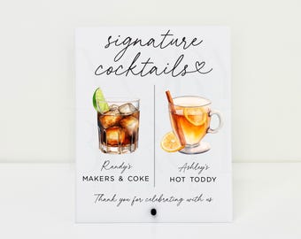 Personalized Signature Cocktail Menu: Acrylic Wedding Bar Sign