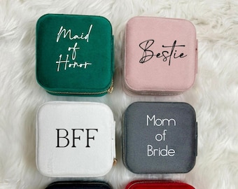 Personalized Bridesmaid Jewelry Travel Box - Mother's Day Gift,