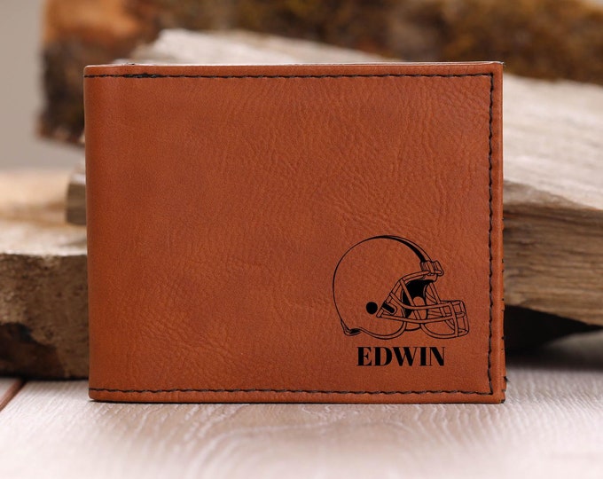Custom Vegan Leather Wallet for Football Fans, Football Team Gift, NFL Gifts