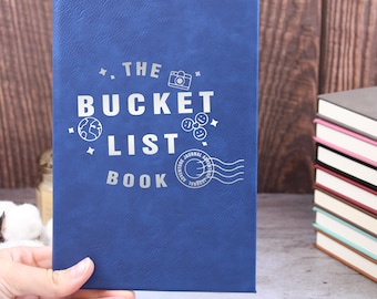 Custom Vegan Leather Bucket List Journal, Romantic Travel Gift