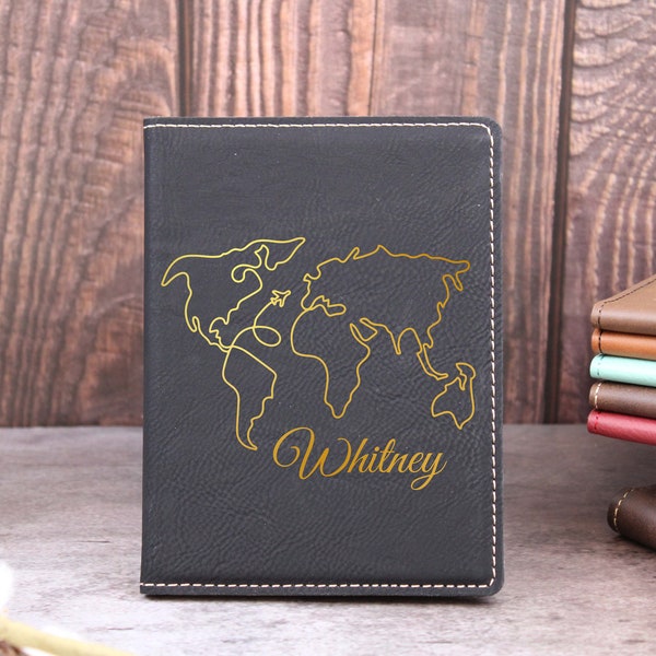 VEGAN Leather Passport Cover, world Travel Gift, Personalized Passport Holder, Wedding Gift Ideas, Honeymoon Gift, World Traveler, men