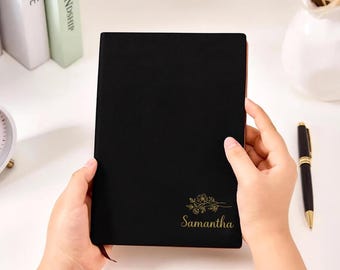 Personalized Vegan Leather Journal - Engraved Custom Notebook