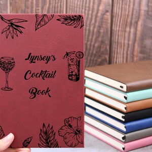 Cocktail Recipe Book, Recipe Book for Bar, Drink Recipe, Fun Bartender Gift, Custom Cocktail Notebook, Host Hostess Present, Birthday gift image 9