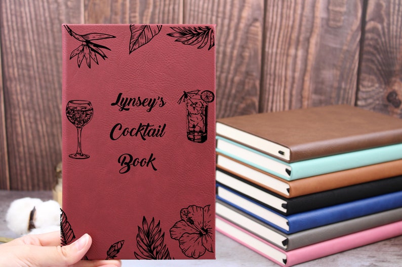 Cocktail Recipe Book, Recipe Book for Bar, Drink Recipe, Fun Bartender Gift, Custom Cocktail Notebook, Host Hostess Present, Birthday gift image 9
