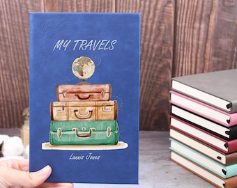 Customized Vegan Leather Travel Journal, Adventure Journal, Traveling Gift
