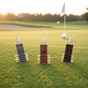 Personalized Engraved Leather Golf Bag Tag with Tee Holder Custom Gift for Golf Lovers bild 4
