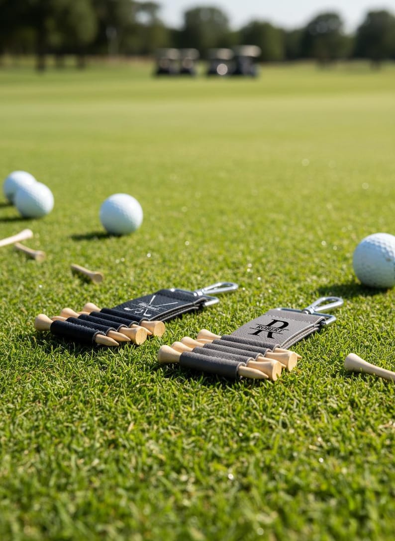 Personalized Engraved Leather Golf Bag Tag with Tee Holder Custom Gift for Golf Lovers bild 12
