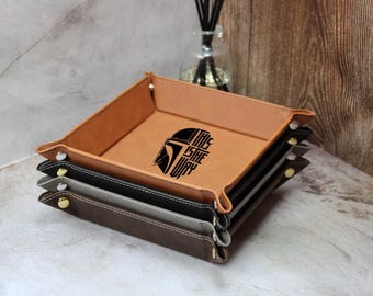 Custom Vegan Leather Galaxy Catchall Tray, Personalized Organizer for Sci Fi Fans