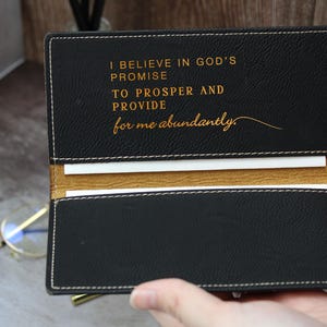 Custom Bible Verse Vegan Leather Checkbook Cover, Christian Gift