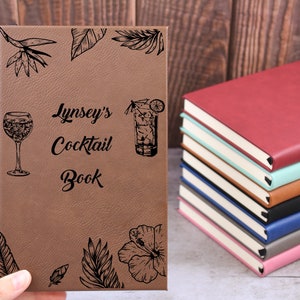 Cocktail Recipe Book, Recipe Book for Bar, Drink Recipe, Fun Bartender Gift, Custom Cocktail Notebook, Host Hostess Present, Birthday gift image 1