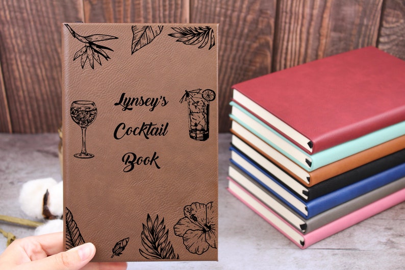Cocktail Recipe Book, Recipe Book for Bar, Drink Recipe, Fun Bartender Gift, Custom Cocktail Notebook, Host Hostess Present, Birthday gift image 1