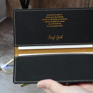 Personalized Vegan Leather Checkbook Cover, Laser Engraved