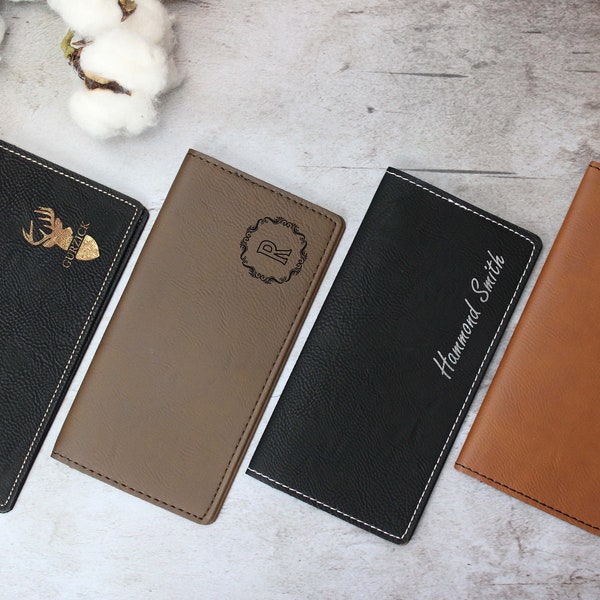 Personalized Checkbook Cover, Christmas Dad Gift Ideas, Boss Birthday Gift, Coworker Check book cover, Vegan Leather Holder, Men Gift Ideas