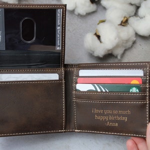Customized  Men Wallet, Birthday Gift for Men, Special Gift for Him, Monogrammed Wallet, Bifold Wallet, Wallet with ID Part, wallet Gift