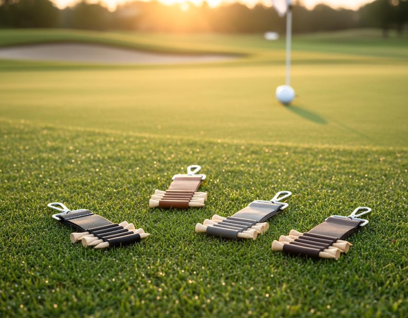 Personalized Engraved Leather Golf Bag Tag with Tee Holder Custom Gift for Golf Lovers bild 8