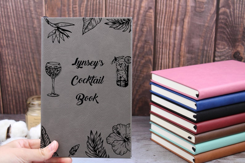 Cocktail Recipe Book, Recipe Book for Bar, Drink Recipe, Fun Bartender Gift, Custom Cocktail Notebook, Host Hostess Present, Birthday gift image 5