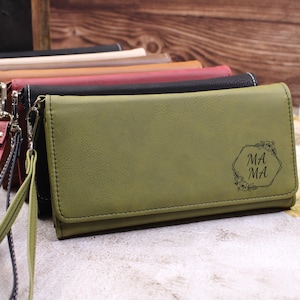 Personalized Women Wallet, Custom Vegan Leather Wallet, Leatherette Money Purse, Chic mothers day Gift for Mom, Best Quality Wallet for Her