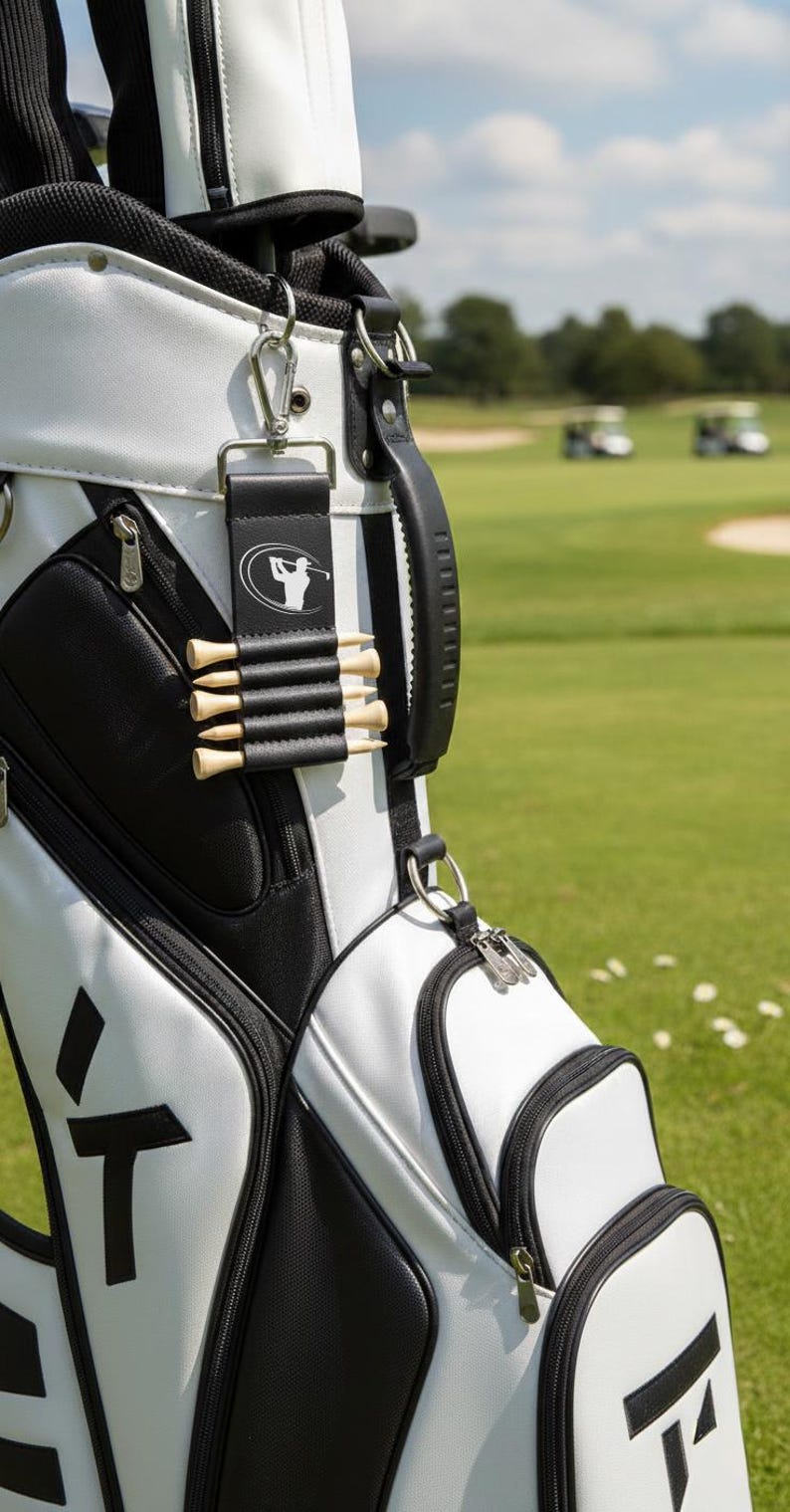 Personalized Engraved Leather Golf Bag Tag with Tee Holder Custom Gift for Golf Lovers bild 5