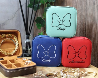 Personalized Minnie Mouse Vegan Leather Jewelry Box, Disney Gift