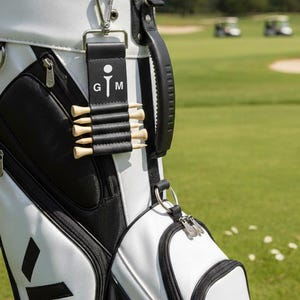 Personalized Engraved Leather Golf Bag Tag with Tee Holder Custom Gift for Golf Lovers bild 13