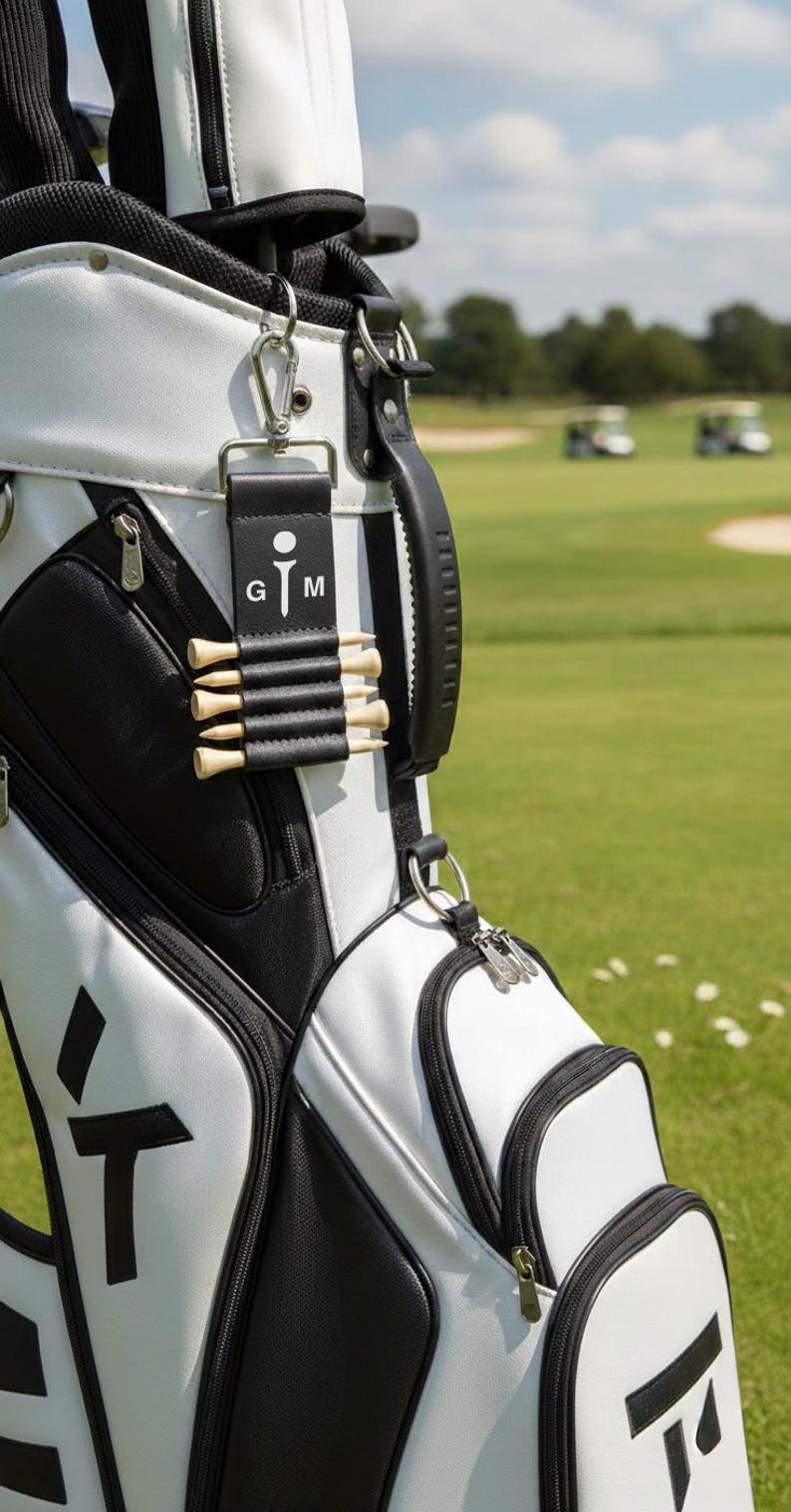 Personalized Engraved Leather Golf Bag Tag with Tee Holder Custom Gift for Golf Lovers bild 13