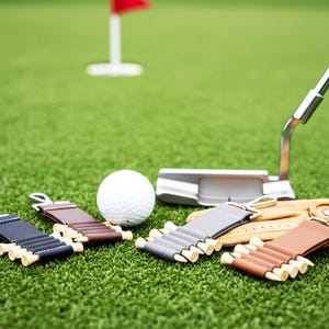 Personalized Engraved Leather Golf Bag Tag with Tee Holder Custom Gift for Golf Lovers bild 6