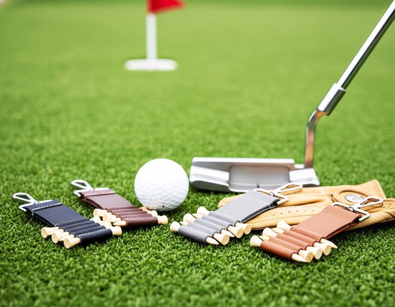 Personalized Engraved Leather Golf Bag Tag with Tee Holder Custom Gift for Golf Lovers bild 6