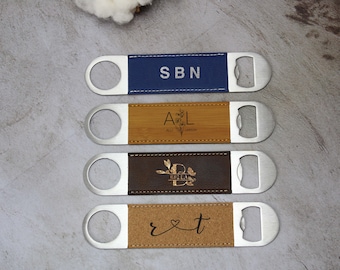 Custom Vegan Leather Bottle Opener, Personalized Wedding Favor