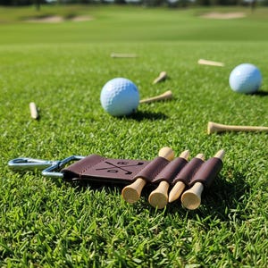 Personalized Engraved Leather Golf Bag Tag with Tee Holder Custom Gift for Golf Lovers Dark Brown