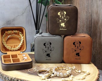 Personalized Minnie Mouse Travel Jewelry Case, Disney Gift