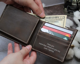 Custom  Men Vegan Leather Wallet , Special Gift for Him , Gift for Anniversary