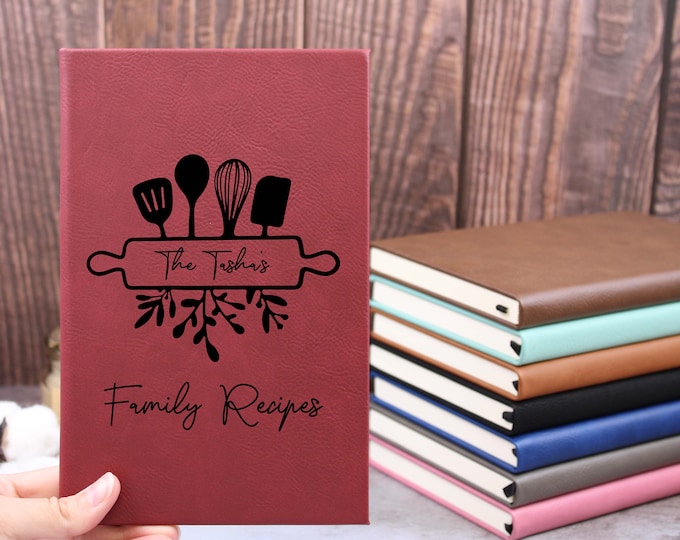 Family Recipes, Cooking Binder,  Vegan Leather Journal, Custom Cookbook, Leather Recipe Book, Family Recipes, Whole Family Gift Ideas