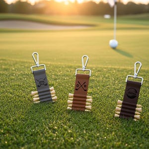 Personalized Engraved Leather Golf Bag Tag with Tee Holder Custom Gift for Golf Lovers bild 7