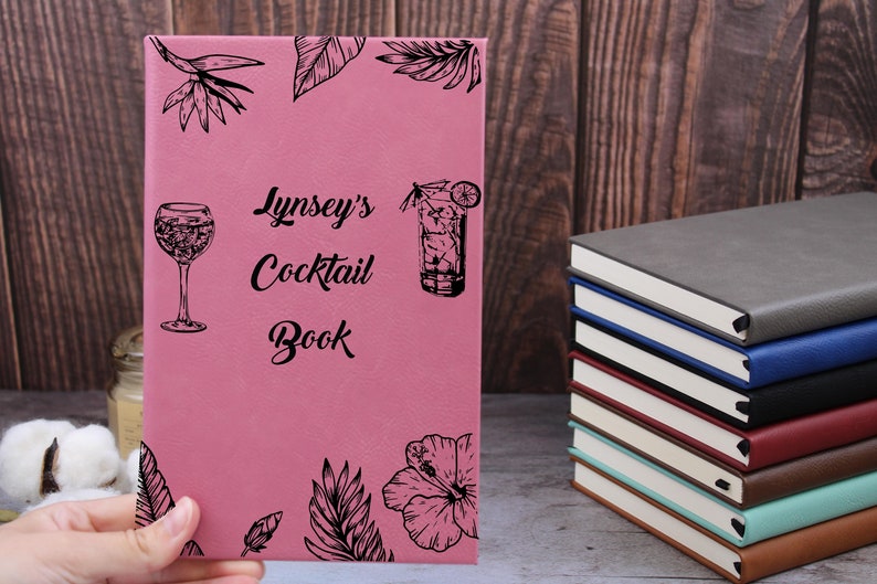 Cocktail Recipe Book, Recipe Book for Bar, Drink Recipe, Fun Bartender Gift, Custom Cocktail Notebook, Host Hostess Present, Birthday gift image 4