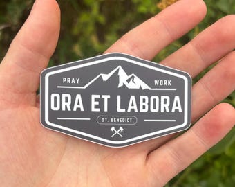 Ora et Labora Sticker Catholic Pray & Work Sticker Latin Catholic Saint Benedict Vinyl Decal Minimalist Faith Sticker Gift Idea for Catholic