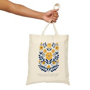 Christian Tote Bag with Bible Verse Scandinavian Style Faith Bag Scripture Tote for Women Bible Study Bag Church Bag Christian Gift for Her image 5