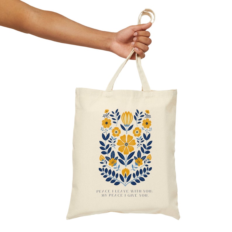 Christian Tote Bag with Bible Verse Scandinavian Style Faith Bag Scripture Tote for Women Bible Study Bag Church Bag Christian Gift for Her image 5