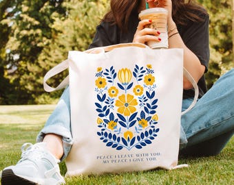Christian Tote Bag with Bible Verse Scandinavian Style Faith Bag Scripture Tote for Women Bible Study Bag Church Bag Christian Gift for Her